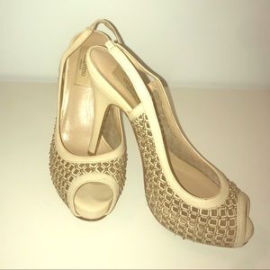 Valentino Rockstud Slingback Pump with Peeptoe